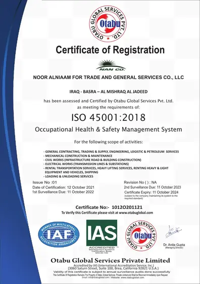 ISO 45001:2018, Occupational health and safety