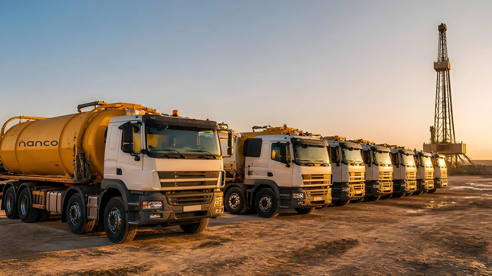 NANCO tanker fleet lined up near a drilling rig