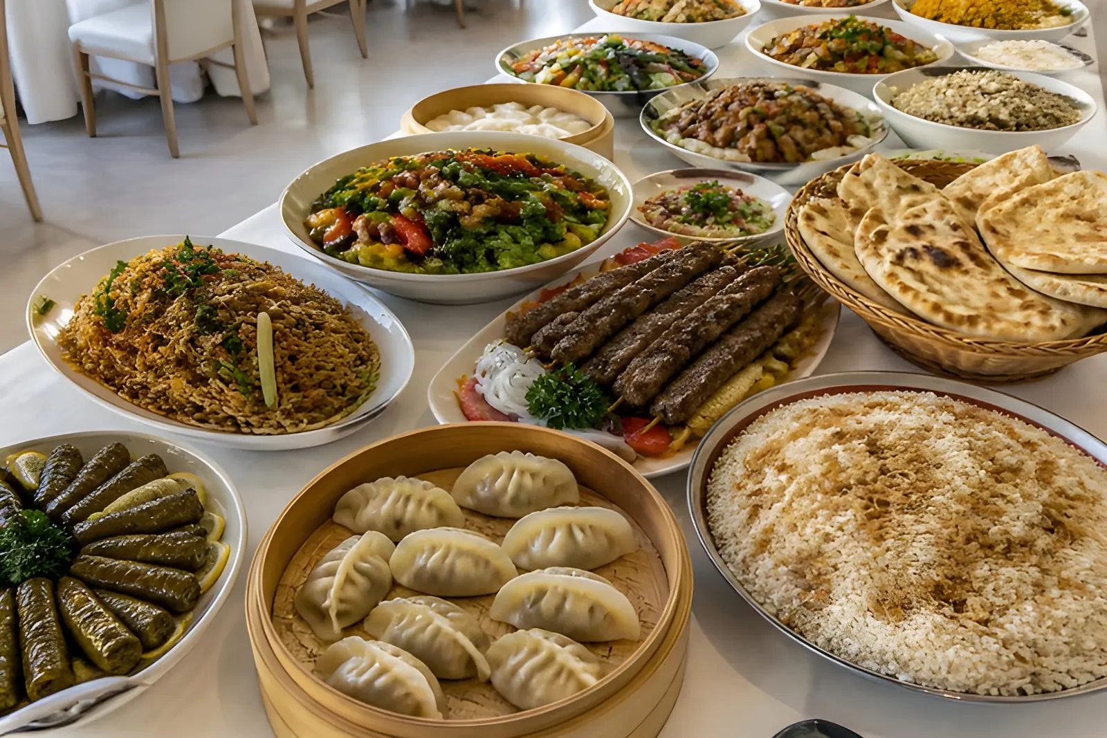 Iraqi, Chinese and international dishes served together for a multinational crew