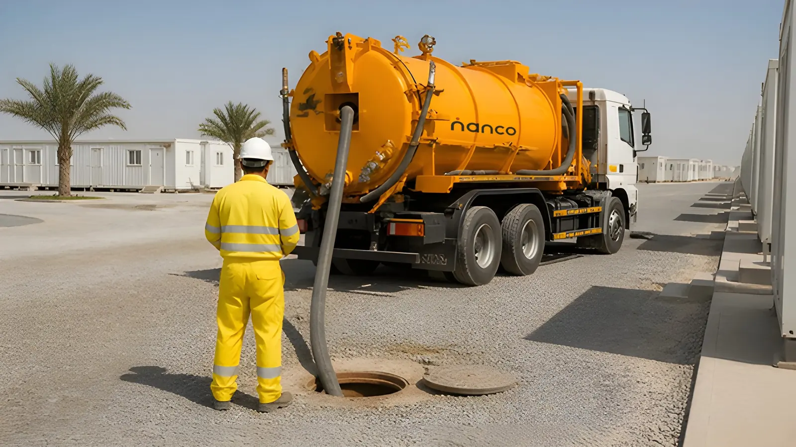 NANCO vacuum truck servicing a camp holding tank